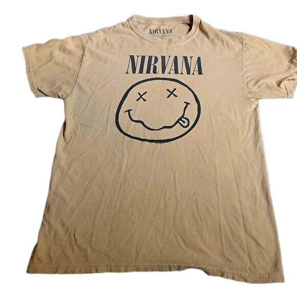 100% Cotton Yellow Nirvana Smiley Face Short Sleeve T-shirt size M - Picture 1 of 3